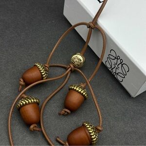 Loewe Tan and Gold Acorn Key Holder